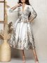 Robes Femmes Floral Automne Élégant Polyester Micro-élasticité Coupe Régulière Taille Moyenne Manches 3/4 Régulier