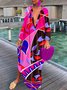 Robes Floral Automne Vacances Non Élasticité Quotidien Coupe Régulière Long 1 * Robe Trapèze pour Femmes