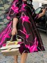 Robes Abstrait Automne Urbain Polyester Col Montant Faire la navette Mi-longue Demi Manche Régulier pour Femmes