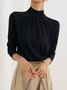 Plain Automne Urbain Acrylique Col Montant Ample Droit Régulier Régulier Taille Pull pour Femmes