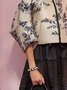 Floral Automne Urbain Col Montant Quotidien Manches 3/4 Écourté Trapèze Régulier Taille Blouson pour Femmes