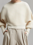 Pull Plain Simple Automne Quotidien Manches Longues Laine/Tricot l'Encolure Bateau Droit Régulier pour Femmes