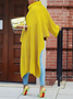 Plain Automne Urbain Polyester Ample Col Roulé Mi-long Régulier Régulier Taille Pull pour Femmes