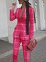 Tartan Automne Élégant Polyester Non Élasticité Quotidien Ligne X Régulier Régulier Taille Blazer pour Femmes