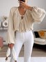 Hauts Femme Plaine L'automne Elé Polyester Col en V Micro-élasticité Quotidien Ample Normal
