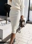 Jupe Femmes Plain Automne Élégant Acrylique Quotidien Coupe Régulière Mi-longue Taille Moyenne Régulier