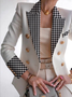 Blazer Femmes Géométrique Automne Urbain Polyester Naturel Aucune élasticité Ample Manches Longues Régulier