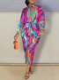 Robes Femmes Automne Bloc de Couleur Urbain Aucune élasticité Coupe Régulière Manches Longues Régulier Robe Chemise Col de Chemise