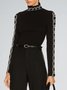 T-shirt Pois Polka Automne Urbain Jersey 1 * Top Col Roulé Régulier Ligne T Régulier pour Femmes
