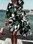 Robes Femmes Floral Automne Vacances Polyester Naturel Mi-longue Manches Longues Droit Col de Chemise