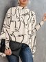 Blouse Abstrait Automne Urbain Polyester Micro-élasticité Quotidien Ample Régulier Droit pour Femmes