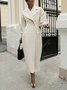 Pardessus Femmes Plain Automne Urbain Taille Haute Aucune élasticité Coupe Régulière Manches Longues à Col Revers Long