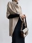 Pull Plain Simple Automne Poids lourd Ample Mancheron Régulier H-Ligne Élasticité moyenne pour Femmes