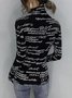 T-Chemise Femmes Lettres de texte Automne Urbain Polyester à Haute Élasticité Quotidien Coupe Régulière Manches Longues Régulier