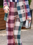 Mode Pantalons Plaid Automne Urbain Polyester Aucune élasticité Ample Faire la navette Long H-Ligne pour Femmes