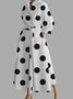 Robes Femmes Polka Dots Automne Urbain Polyester Micro-élasticité Regular Fit Midi Robe chemise à manches longues