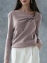 Tops Femmes Plain Automne Urbain Polyester Froncé Faire la navette Manches Longues Droit Régulier