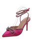 Chaussures à Talon Plain Toutes Les Saisons Élégant Nœud Satin PU Nouvel An Caoutchouc Augmentation de la hauteur pour Femmes