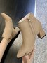 Bottes Femme Plain Hiver Urbain Zip Portable Talon de Bloc à Bout Pointu de Grande Taille PU
