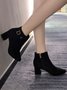 Bottes Femme Plain Hiver Urbain Zip Portable Talon de Bloc à Bout Pointu de Grande Taille PU