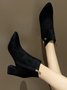 Bottes Femme Plain Hiver Urbain Zip Portable Talon de Bloc à Bout Pointu de Grande Taille PU