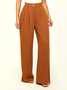 Mode Pantalons Plain Automne Urbain Polyester Naturel Aucune élasticité Ample Faire la navette Régulier pour Femmes