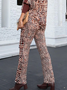 Mode Pantalons Femmes Géométrique Automne Urbain Polyester à Haute Élasticité Quotidien Long H-ligne Régulier