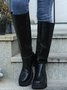 Bottes Plain Printemps Simple Bout Rond PU PU Caoutchouc Coupe-vent Bottes droites pour Femmes