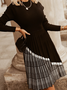 Robes Femmes Hiver Plaid Élégant Col Montant Naturel Quotidien Coupe Régulière Mi-longue x-ligne
