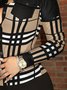Blouse Femmes Plaid Automne Urbain Polyester Quotidien Manches Longues Régulier S-ligne Élasticité moyenne