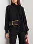 Blouse Plain Automne Élégant Polyester Col Montant Aucune élasticité Quotidien Régulier Régulier pour Femmes