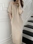 Robes Plain Hiver Élégant Naturel Poids lourd Micro-Élasticité Quotidien Ample Col Roulé pour Femmes