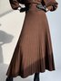 Jupe Plain Hiver Élégant Plissé Acrylique Taille Haute Coupe Régulière A-ligne Régulier pour Femmes