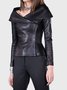 Blouson Femmes Plain Automne Urbain PU Naturel Quotidien Coupe Régulière H-ligne Régulier