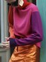 Pull Femmes Bloc de Couleur Hiver Urbain Acrylique à Haute Élasticité Quotidien Pull-over Manches Longues Régulier
