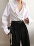 Blouse Femmes Plain Hiver Urbain Aucune élasticité Quotidien Manches Longues Régulier Régulier Col de Chemise