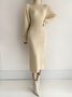 Robes Femmes Plain Hiver Élégant Acrylique Naturel Quotidien Coupe Régulière Mi-longue Élasticité moyenne
