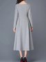 Robes Plain Hiver Élégant Polyester Ample Long Manches Longues x-ligne Régulier pour Femmes
