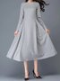 Robes Plain Hiver Élégant Polyester Ample Long Manches Longues x-ligne Régulier pour Femmes