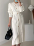 Robes Femmes Plain Hiver Élégant Polyester Naturel Coupe Régulière Manches Longues Col Rond H-ligne