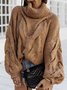 Pull Plain Hiver Urbain Acrylique Poids lourd Quotidien Manches Longues Col Roulé H-ligne pour Femmes