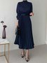 Robes Femmes Plain Hiver Élégant Polyester Coupe Régulière Mi-longue 1 * robe x-ligne Régulier