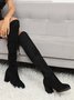 Bottes Femme Plain Hiver Urbain Vacances Talon de Bloc à Bout Pointu Faux Suède Caoutchouc Bottes-chaussettes