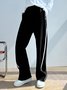 Décontracté Pantalons Femmes Décontracté Bloc de Couleur Hiver Polyester Coupe Régulière Bande Élastique Pantalon droit H-ligne Élasticité moyenne