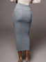 Jupe Femmes Plain Hiver Élégant Polyester Naturel Micro-Élasticité Serré Long H-ligne