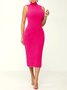 Robes Plain Hiver Élégant Naturel Micro-Élasticité Faire la navette Mi-longue Régulier Jupe hanche pour Femmes