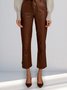 Mode Pantalons Plain Hiver Urbain PU Zip Taille Haute Aucune élasticité Quotidien Régulier pour Femmes