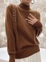 Pull Femmes Plain Hiver Élégant Acrylique Poids lourd à Haute Élasticité Coupe Régulière Pull-over Manches Longues
