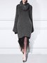 Robes Plain Hiver Élégant Poids lourd Micro-Élasticité Quotidien Ample Mi-longue Manches Longues pour Femmes
