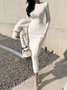 Robes Plain Hiver Simple Naturel Poids lourd Quotidien Mi-longue Manches Longues S-ligne pour Femmes